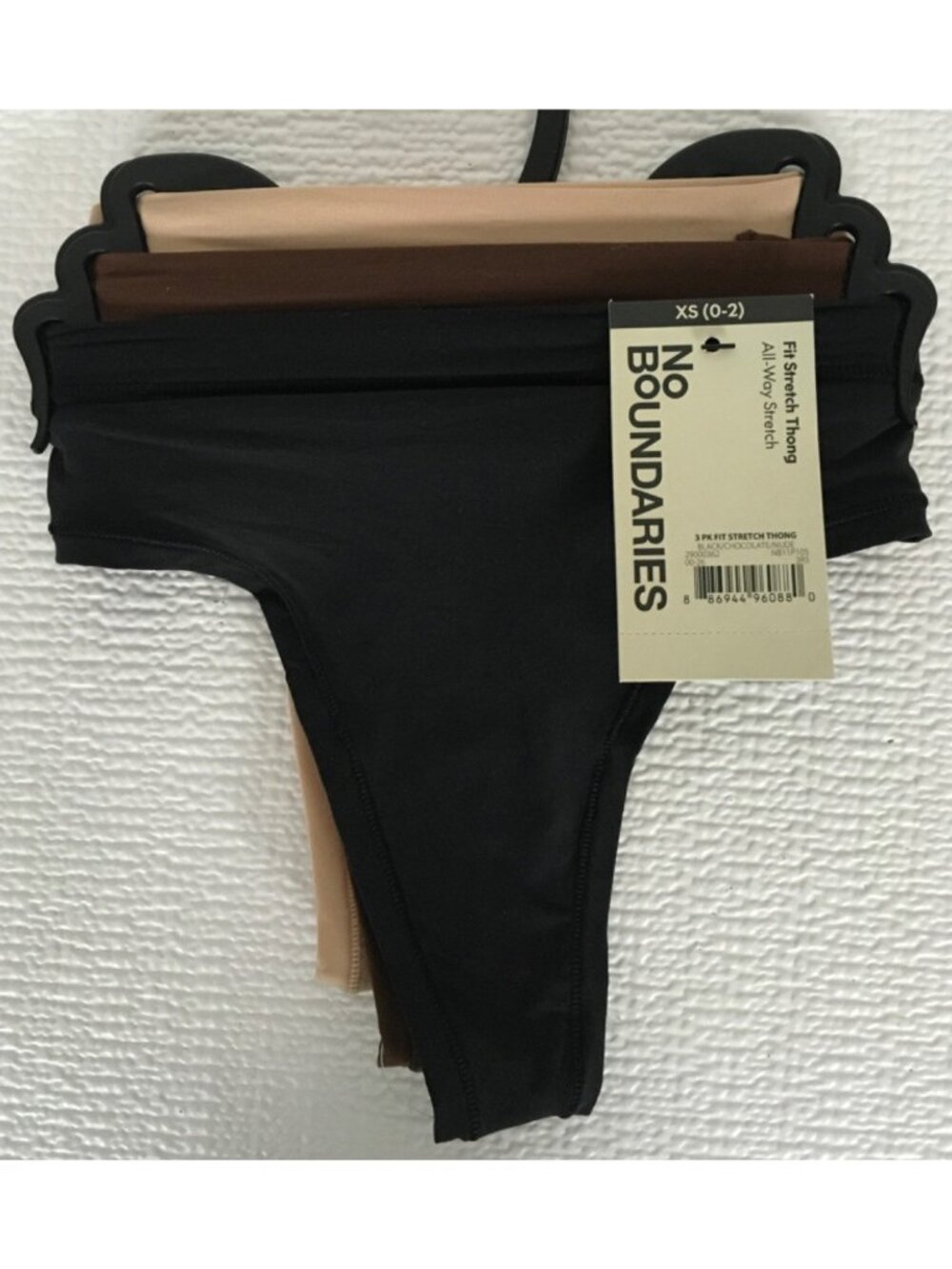 No Boundaries 3 Pack Thong Underwear Size XS 0 to 2 Black Tan Brown New w Tags